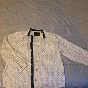 Bruno xl mens paisley white and black long sleeved dress shirt